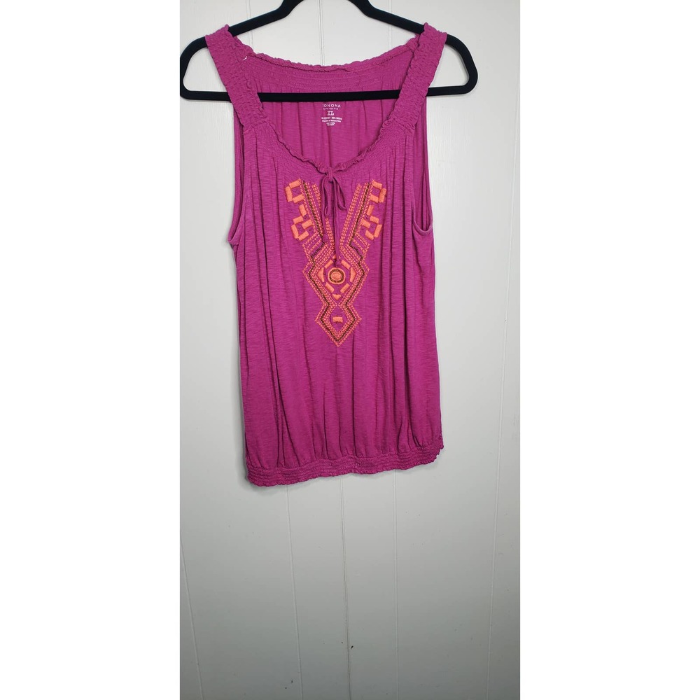 Sonoma Life & Style Tank Top with elastic band waist Size XL Beaded front